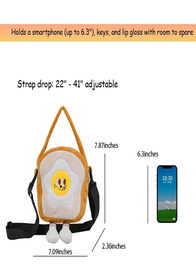 Lunarixel Bread Slice Crossbody Bag for Teens Girls Women, Mini Kawaii Cute Shoulder Purse with Zipper, Funny Food Plush Gift - Image 2